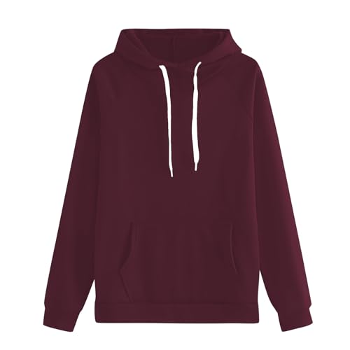 Übergangsjacke Damen Große Größen Pullover Für Damen Modern In Rot Sweatjacke Kordelzug Kapuzenjacke Einfarbig Kapuzenpullover Basic Sportjacke Loose Sweatpullover Bequeme Freizeitjacke Modischer von Generisch
