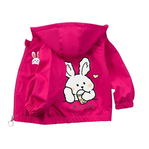 Übergangsjacke Mädchen mit Kapuze Winddicht Softshelljacke Niedliches Windjacke Kinder Atmungsaktiv Outdoorjacke Teenager Mädchen Cartoon Herbst Jacke Süßer Kapuzenmantel Dünne Kinderjacke von Generisch