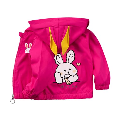 Übergangsjacke Mädchen mit Kapuze Winddicht Softshelljacke Niedliches Windjacke Kinder Atmungsaktiv Outdoorjacke Teenager Mädchen Cartoon Herbst Jacke Süßer Kapuzenmantel Dünne Kinderjacke von Generisch