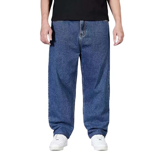 Übergröße Jeans - Herren Baggy Jeans Stretchy Loose Fit Hose Männer Hohe Taille Stretch Gerade Stonewashed Denim Lange Freizeithose Jogginghose Cargo, blau, 10XL von Generisch
