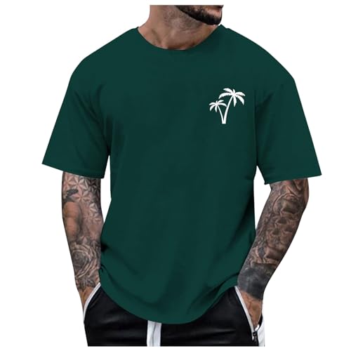Übergroßes T-Shirts für Herren Oberteil Locker Langes Oberteil Herren Casual Themenkleidung Basic Tops Vintage Kokosnussbaum Drucken Streetwear T Shirt Männer Schwarz von Generisch
