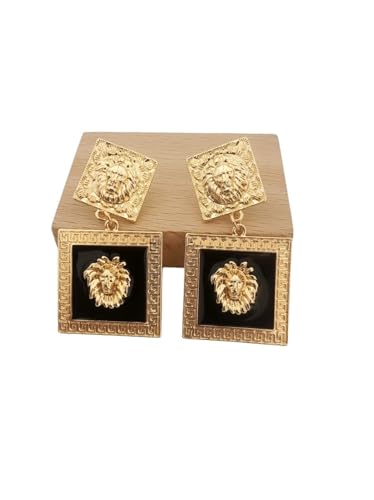 Übertriebene Textur Löwenkopf Ohrringe - Tropfende Emaille Mode Schmuck für Frauen, Einheitsgröße von Generisch