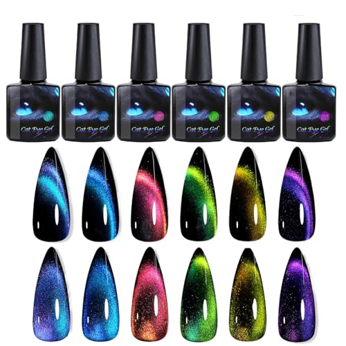 UV Nagellack Magnetisch Set Kitten Eye UV Gel Nagellack 9D Kitten Eye Magnet Chamäleon Kitten Eye UV Gel Magnetischer Kitten Eye Gel Nail Polish UV Nagellack Glitzer Katzenaugen Nagellack - 8 Ml von Generisch