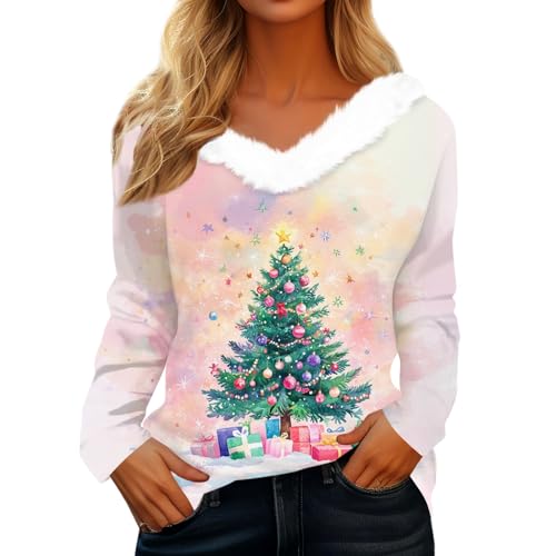 Ugly Christmas Sweater Lang Glitzer Schickes Ugly T Shirt Angebote des Tages Heute, Weihnachtspullover Damen Lang Elegant Party Oversize Xmas Xmas Sweater Weihnachtspullover M von Generisch