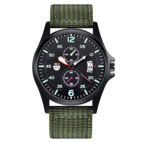 Uhr für Herren Datum Handgelenk Sport Outdoor Herrenuhr Analog Edelstahl Quarz Stahl Militär Herrenuhr Armbanduhr Mini (Green-c, One Size) von Generisch