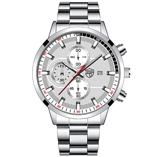Uhr für Herren Edelstahlarmband Herrenuhren Casual Edelstahl Analog Quarzuhr Herren Armbanduhr Uhr Business Date Casual Watch Digital Armbanduhr Retro (G, One Size) von Generisch