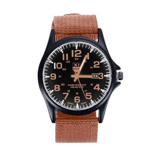 Uhren Herren Analog Quarz Analog Handgelenk Quarz Stahl Herren Outdoor Sport Militär Edelstahl Uhr Armee Datum Herrenuhr Herren Armband Uhren (Brown, One Size) von Generisch