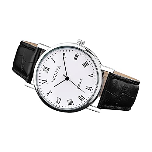 Uhren Herren Chronograph Analog Quarz Roman Men 's Calender Trend Watch Classic Gürtel Geschenke Waage Dial Herrenuhr Kunststoffarmband (White-C, One Size) von Generisch