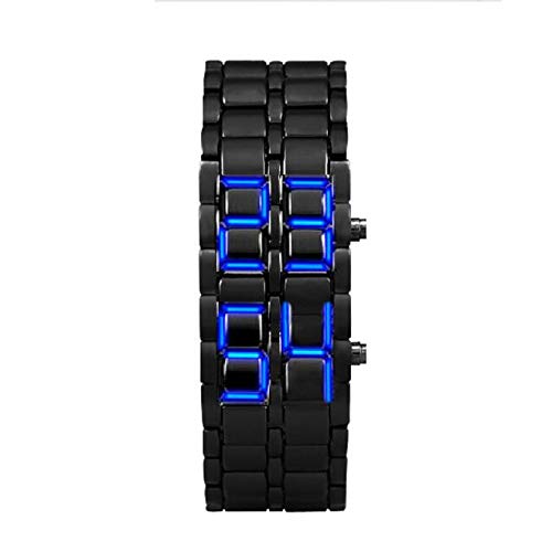 Uhren Herren Lederarmband Blue Style LED-Uhr Bügeln Schwarze japanische Herrenuhr Sportuhr Der (Black, One Size) von Generisch