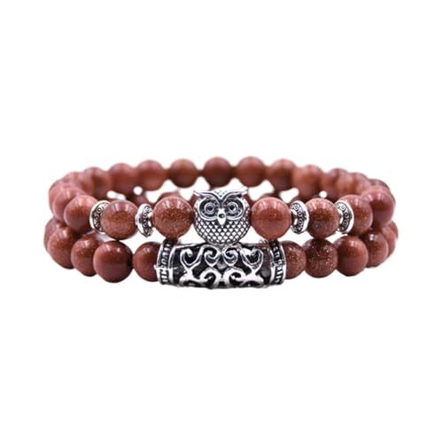 Uhren Mit Lederarmband Herren Naturstein-Armband, Naturstein-Perlenarmband, Vulkangestein, roter Stift E, vielseitiges Paar-Armband Organizer Für Schmuckkästchen (N, One Size) von Generisch