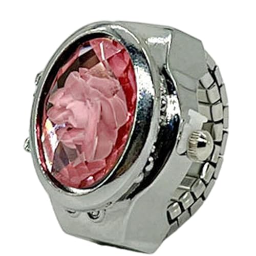 Uhrenringe für Damen, Fingeruhren, Schmuck-Fingeruhren – kreative Neuheit, glitzernde Uhren, verstellbarer Schmuck, Fingeruhren für Damen und Herren, rose, Refer to description, Unisex von Generisch