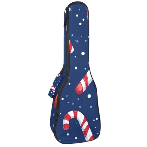 Ukulelentasche, 58,4 cm, Weihnachts-Süßigkeitenstange und Stechpalmenblätter, Polsterung, Ukulelen-Abdeckung mit Stauraum und dickem Griff, Mehrfarbig 07, 25.9x9x3.1in/66x23x8cm, Taschen-Organizer von Generisch