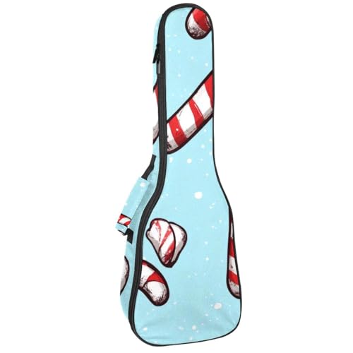 Ukulelentasche, 58,4 cm, Weihnachts-Süßigkeitenstange und Stechpalmenblätter, Polsterung, Ukulelen-Abdeckung mit Stauraum und dickem Griff, Mehrfarbig 09, 25.9x9x3.1in/66x23x8cm, Taschen-Organizer von Generisch