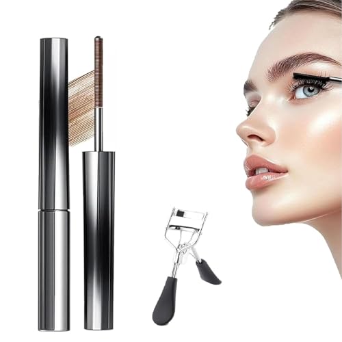 Ultimate Length & Curl Mascara Set, Volumising & Lengthening Mascaras, Wasserfeste, Wischfeste 4D-Seidenfaser-Mascara, Sanft Zu Empfindlichen Augen (Brown) von Generisch