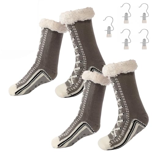 Ultra-Thick Cashmere Slipper Home Socks for Women with Non-Slip Grips - Warm Plush Thermal House Socks (2PSC-8, Eine Größe, Erwachsene, Damen, 35, Numerisch (von/bis), EU Schuhgrößensystem, 40, M) von Generisch