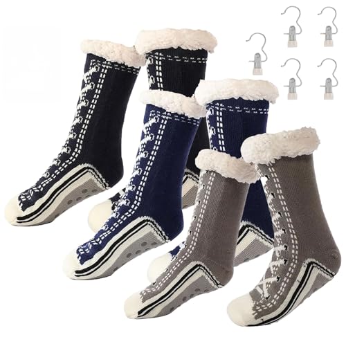 Ultra-Thick Cashmere Slipper Home Socks for Women with Non-Slip Grips - Warm Plush Thermal House Socks (3PSC 2, Eine Größe, Erwachsene, Damen, 35, Numerisch (von/bis), EU Schuhgrößensystem, 40, M) von Generisch