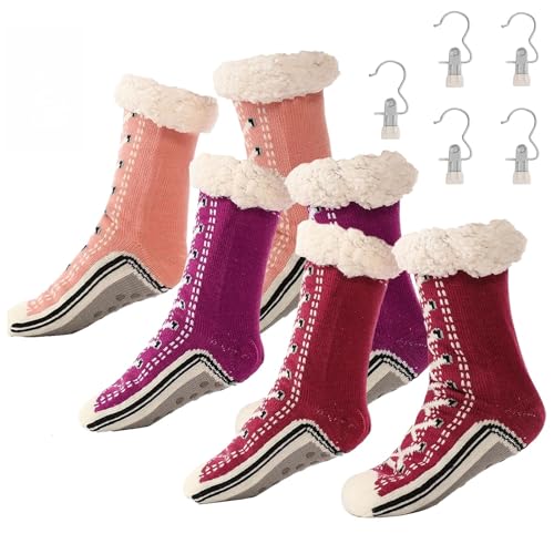Ultra-Thick Cashmere Slipper Home Socks for Women with Non-Slip Grips - Warm Plush Thermal House Socks (3PSC 6, Eine Größe, Erwachsene, Damen, 35, Numerisch (von/bis), EU Schuhgrößensystem, 40, M) von Generisch