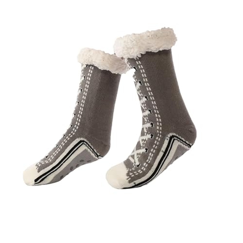 Ultra-thick Cashmere Slipper Home Socks, Cashmere Knit House Slippers Socks for Women with Non Slip Soft Bottoms (Grey, Erwachsene, Einheitsgröße, Alphanumerisch, EU Schuhgrößensystem, M) von Generisch