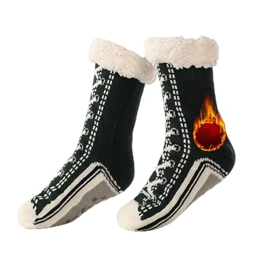 Ultradicke Kaschmir-Hausschuhsocken, Toselfwith Kaschmir-Hausschuhsocken mit Greifern für Damen (Armeegrün, Erwachsene, Einheitsgröße, Alphanumerisch, EU Schuhgrößensystem, M) von Generisch