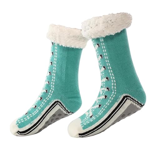 Ultradicke Kaschmir-Hausschuhsocken, Toselfwith Kaschmir-Hausschuhsocken mit Greifern für Damen (Seeblau, Erwachsene, Einheitsgröße, Alphanumerisch, EU Schuhgrößensystem, M) von Generisch
