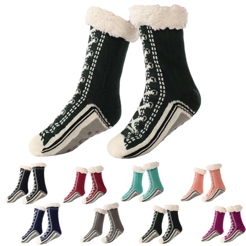 Ultradicke Kaschmir-Haussocken, Kaschmir-Socken, rutschfeste Kaschmir-Haussocken, dunkelgrün, Medium Ultradicke Kaschmir-Haussocken, Kaschmir-Socken, rutschfeste Kaschmir-Haussocken, dunkelgrün, Medium von Generisch
