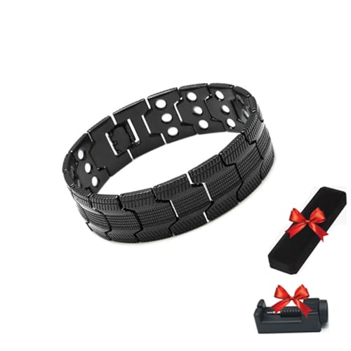 Ultrastarkes magnetisches Kupferarmband herren, magnetische Kupferarmbänder für Männer, verstellbares Armband (Schwarz) von Generisch