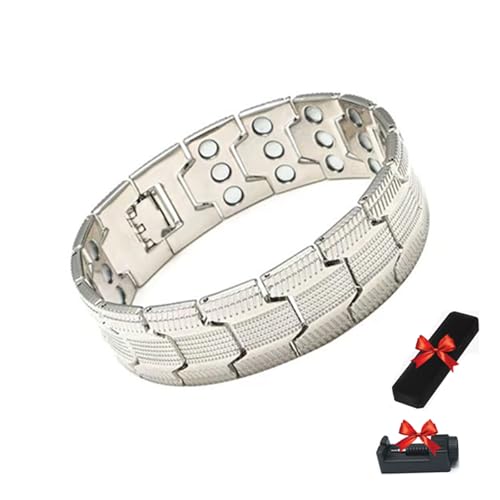 Ultrastarkes magnetisches Kupferarmband herren, magnetische Kupferarmbänder für Männer, verstellbares Armband (Silber) von Generisch