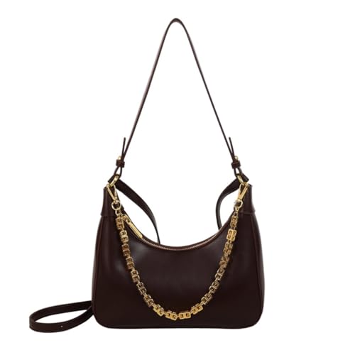 Umhängetasche Damen Handtasche PU Leder, Trendy Achsel Tasche, Y2k Fashion Halbmond Crossbody Hobo Bag mit Reißverschluss-Geschenk für Weihnachten und Geburtstag-Braun von Generisch