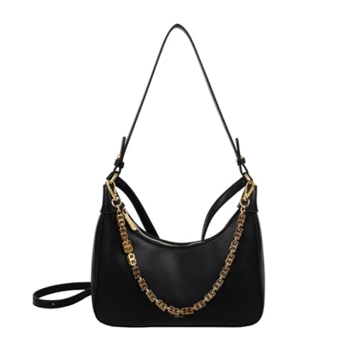 Umhängetasche Damen Handtasche PU Leder, Trendy Achsel Tasche, Y2k Fashion Halbmond Crossbody Hobo Bag mit Reißverschluss-Geschenk für Weihnachten und Geburtstag-Schwarz von Generisch