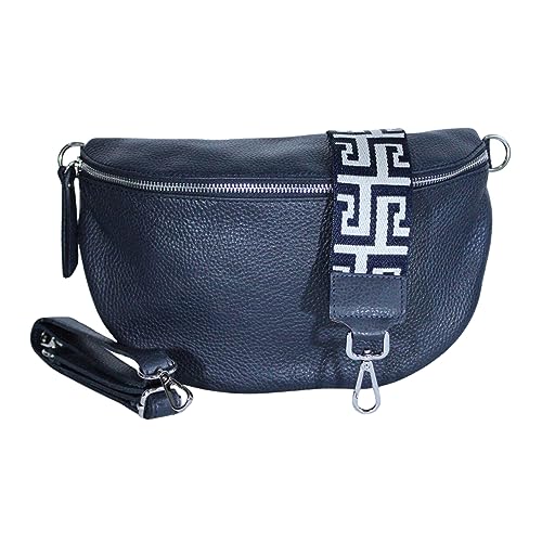 Umhängetasche Damen Stylisch ein crossbody bag damen Nappa Leder Genuine Leder Bauchtasche Sehr schone Crossbag Crossbody Bag damen Ledertasche Made in Italy (Dunkel Blau) von Generisch