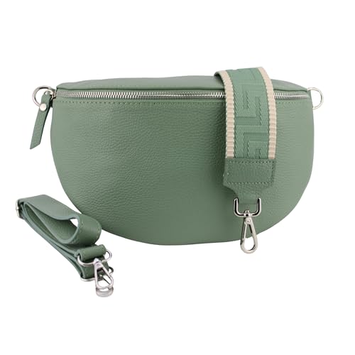 Umhängetasche Damen Stylisch ein crossbody bag damen Nappa Leder Genuine Leder Bauchtasche Sehr schone Crossbag Crossbody Bag damen Ledertasche Made in Italy (Grün) von Generisch