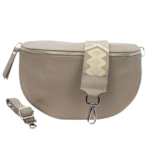 Umhängetasche Damen Stylisch ein crossbody bag damen Nappa Leder Genuine Leder Bauchtasche Sehr schone Crossbag Crossbody Bag damen Ledertasche Made in Italy (Hell Braun) von Generisch