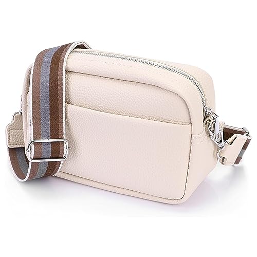 Umhängetasche Damen Stylisch ein crossbody bag damen Vegan Leder Bauchtasche Sehr schone Gürteltasche Crossbag Crossbody Bag damen Ledertasche (Beige) von Generisch