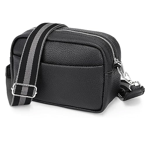 Umhängetasche Damen Stylisch ein crossbody bag damen Vegan Leder Bauchtasche Sehr schone Gürteltasche Crossbag Crossbody Bag damen Ledertasche (Schwarz) von Generisch