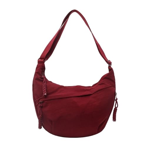 Umhängetasche aus Nylongewebe, hohe Kapazität, Damen-Umhängetasche, Kuriertasche, Freizeit-Schultertasche, Hobos-Tasche, rot, Einheitsgröße von Generisch