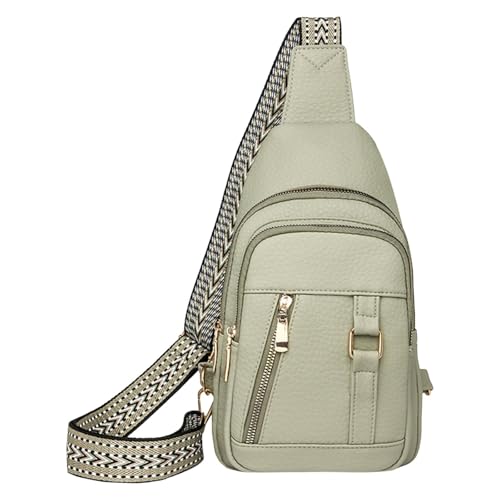 Umhängetasche für Damen, Leder, trendige Brusttasche, Rucksack mit verstellbarem Riemen, für Wandern, Sport, Outdoor, Reisen, Tragetasche, Computer, Damen, grün, Einheitsgröße, Reiserucksäcke Umhängetasche für Damen, Leder, trendige Brusttasche, Rucksack mit verstellbarem Riemen, für Wandern, Sport, Outdoor, Reisen, Tragetasche, Computer, Damen, grün, Einheitsgröße, Reiserucksäcke von Generisch