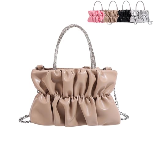 Umhängetasche für Damen Umhängetasche für Damen Plizierte Cloud Tasche Crossbody Kette Abend Abendessen Schultertasche Plissee wie Umhängetasche Handtasche Geldbörse für Dating Reise Arbeit (Khaki) von Generisch