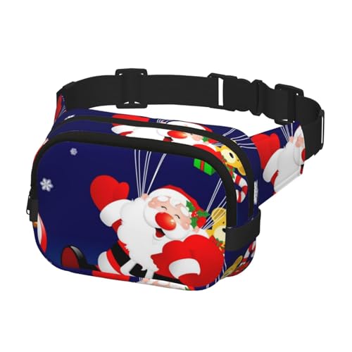 Umhängetasche für Damen und Herren, modische Gürteltasche zum Wandern, Laufen, Reisen, Weihnachten, Weihnachtsmann, Skifahren von Generisch