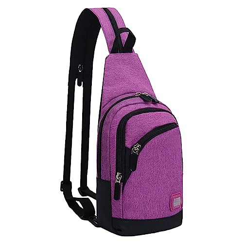 Umhängetasche für Herren und Damen, mit Reißverschluss, Crossbody-Tasche, Radfahren, Sporttasche, Brusttasche, Bergsteigen, Reisen, kleiner Rucksack, Herren-Geldbörsen oder Umhängetaschen, violett Umhängetasche für Herren und Damen, mit Reißverschluss, Crossbody-Tasche, Radfahren, Sporttasche, Brusttasche, Bergsteigen, Reisen, kleiner Rucksack, Herren-Geldbörsen oder Umhängetaschen, violett von Generisch