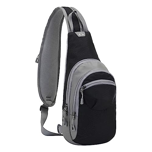 Umhängetasche für Herren und Damen, mit Reißverschluss, Einzelschultertasche, Radfahren, Sporttasche, Brusttasche, Bergsteigen, Reisen, kleiner Rucksack, Schultergurte für Taschen, Schwarz von Generisch