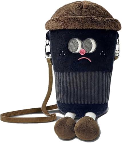 Umhängetasche für Mädchen, niedlich, schwarz, Plüsch-Schultertasche für Mädchen, abnehmbarer Riemen, Kawaii-Geschenk für Damen und Kinder, Schwarz , 14cm von Generisch