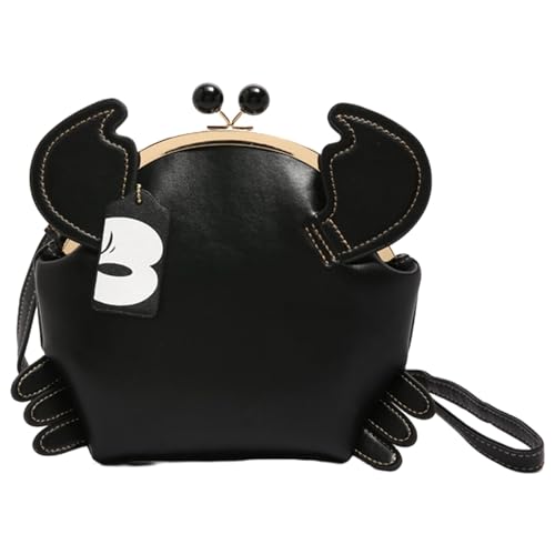 Umhängetasche mit Tiermotiv, schwarze Krabbenform, PU-Leder, lässige Umhängetasche für Damen (leicht und stilvoll), Schwarz , 20cm von Generisch