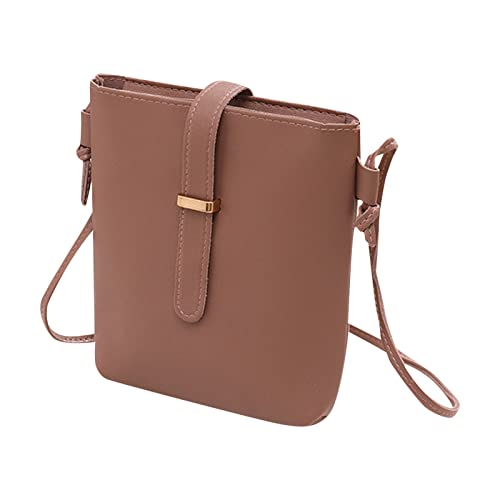 Umhängetaschen Damen Klein Günstig Damen Umhängetasche Modische einfache einfarbige Umhängetasche Handytasche leicht praktisch Umhängetaschen Damen (Coffee, One Size) von Generisch