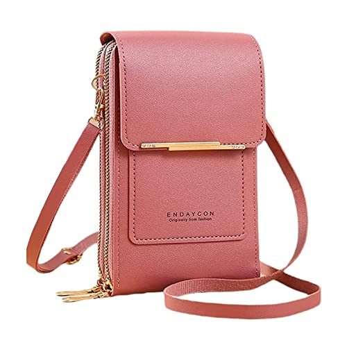 Umhängetaschen Delegate Außenhandel für Damen Multifunktionale Einzelschulter-Touchscreen-Handy-Geldbörse aus PU- Umhängetasche Karneval Wurfmaterial Taschen (Watermelon Red, One Size) von Generisch