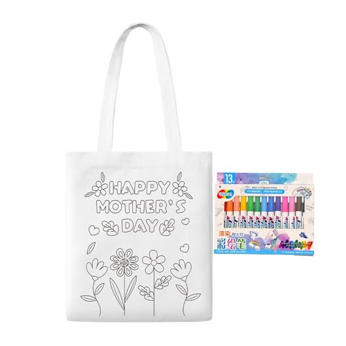 Unbedruckte Leinwandtaschen | Süßigkeiten Beutel | Geschenk Zum Muttertag Bastelaktivität Mit Malstiften Für Kleinkinder Zuhause Kindergarten Schule von Generisch