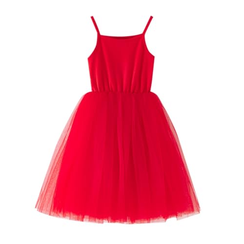 Unendliche Geschichte Baby Mädchen Tutu Kleid Kleinkind Baumwolle Tutu Kleid Säugling Tüll Kleider Mädchen Träger Ärmelloses Prinzessin Kleid Rot Karierter Mädchen (Red, 6-7 Years) von Generisch