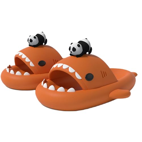 Unisex 3D Panda Shark Slides, rutschfeste Strand- und Heimsandalen, Duschschuhe für drinnen und draußen (Orange, Erwachsene, 40, Numerisch (von/bis), EU Schuhgrößensystem, 41, M) von Generisch