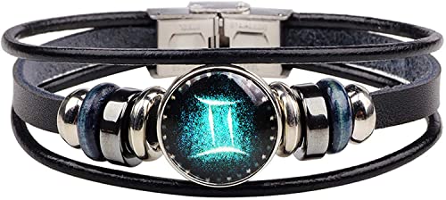 Unisex-Armband mit 12 Sternbildern im Retro-Stil, mehrlagig, Leder, Schmuck, Armbänder für Frauen, Geschenk von Generisch
