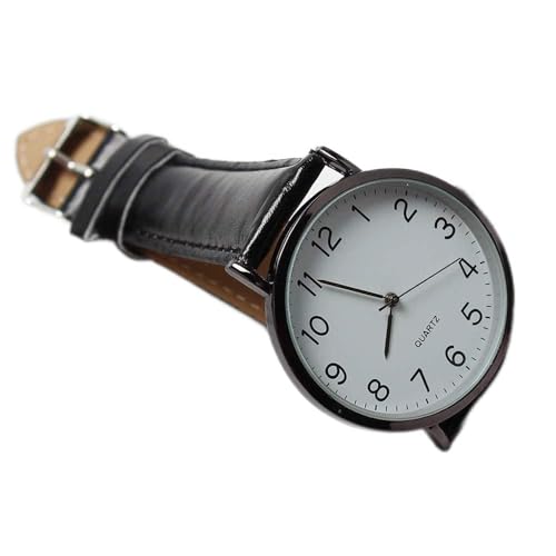 Unisex Einfache Business Mode Leder Quarz Armbanduhr Automatik Uhr für Frauen, Schwarz , Einheitsgröße von Generisch