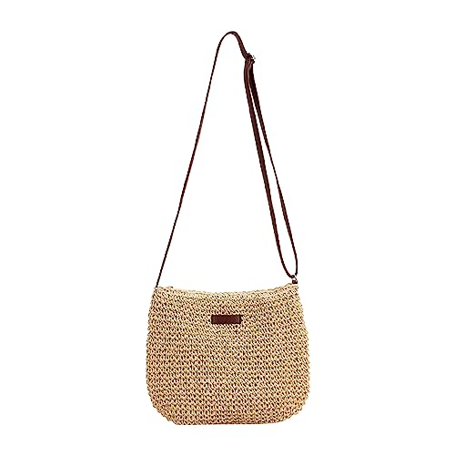 Unisex Erwachsene Sommer Crossbody Tasche Strand Gewebt Schulter Handtasche Geldbörse Laptop Schultertasche, braun, Einheitsgröße von Generisch